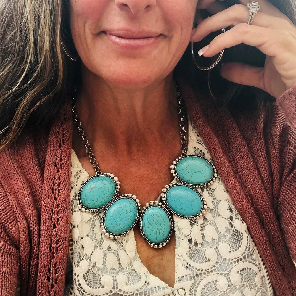 Turquoise multi stone statement necklace